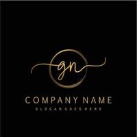 Initial GN handwriting logo with circle hand drawn vector