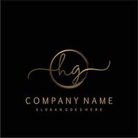 Initial HG handwriting logo with circle hand drawn vector