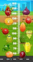 Kids height chart with cartoon fruits on fitness vector