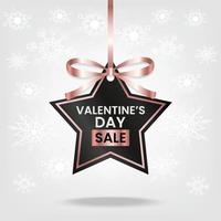 valentine's day sale price tag with pink ribbon vector