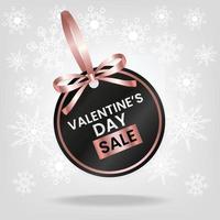 valentine's day sale price tag with pink ribbon white background vector