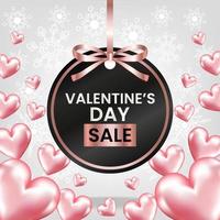 valentine's day sale price tag with pink ribbon white background vector