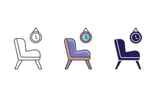 Lounge chair line and glyph icon, isolated vector illustration