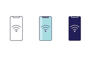 wifi móvil, línea de red de smartphone e icono de glifo, ilustración vectorial vector