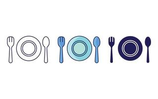 Food Court, Plate and spoon line and glyph icon, isolated vector illustration