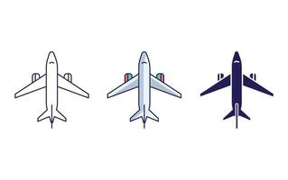 Airplane and Flight line and glyph icon, vector illustration