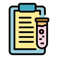 Clipboard test tube icon color outline vector