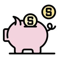 Piggy bank icon color outline vector