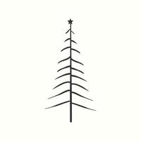 Christmas tree silhouette hand drawn illustration on white background vector