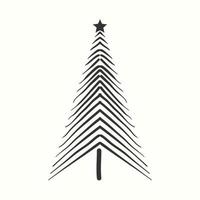 Christmas tree silhouette hand drawn illustration on white background vector