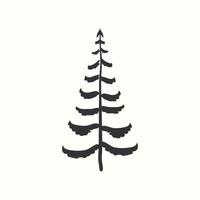 árbol de navidad, silueta, mano, dibujado, ilustración, blanco, plano de fondo vector
