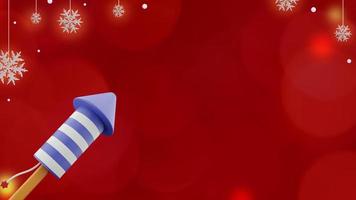 Christmas banner on red background with rocket and snowflakes in copy space photo