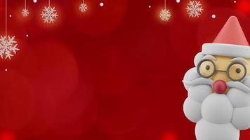 Christmas banner on red background with santa claus and snowflakes in copy space photo