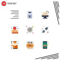 User Interface Pack of 9 Basic Flat Colors of crime plug apple education connect aim Editable Vector Design Elements