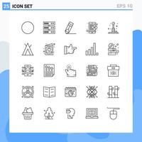 Universal Icon Symbols Group of 25 Modern Lines of play fun wreath arcade mobile Editable Vector Design Elements