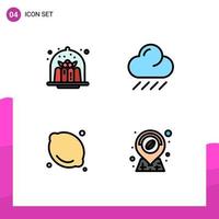 User Interface Pack of 4 Basic Filledline Flat Colors of brownie healthcare dessert rain medical Editable Vector Design Elements