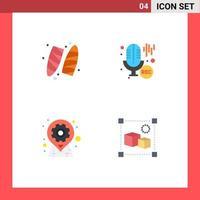 Group of 4 Flat Icons Signs and Symbols for recreation geo surfing professional options Editable Vector Design Elements