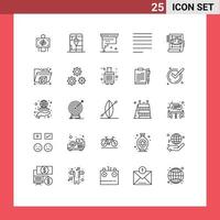 Modern Set of 25 Lines and symbols such as interior text cartridge right ink Editable Vector Design Elements