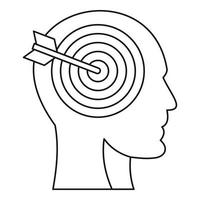 Human head profile with target inside icon vector