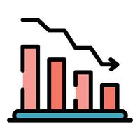 Lower money graph icon color outline vector