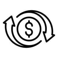 vector de contorno de icono de conversión de dinero. aplicación bancaria