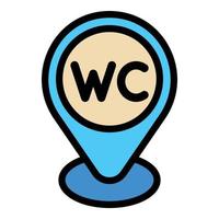 Wc gps pin icon color outline vector