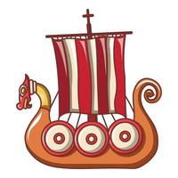 Small ship icon, cartoon style vector