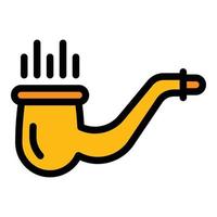 Hand smoking pipe icon color outline vector