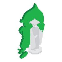 Bongeunsa temple icon isometric vector. Buddha statue south korea map background vector