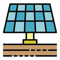 Farm solar panel icon color outline vector