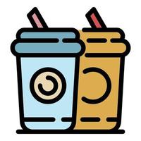 Two cups cola icon color outline vector