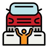 Man under car repair icon color outline vector