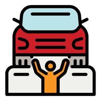 Man under car repair icon color outline vector