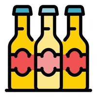 Beer bottles icon color outline vector