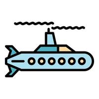 Deep submarine icon color outline vector