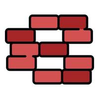 Brick firewall icon color outline vector