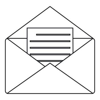 Paper envelope with empty sheet icon outline style vector