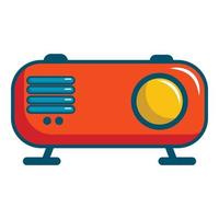 Retro orange radio receiver icon, cartoon style vector