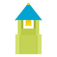 campanario verde con icono de techo de campana azul vector