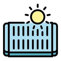 Sun eco panel icon color outline vector