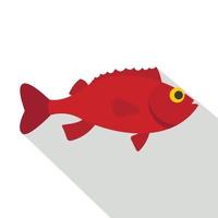 icono de pez betta rojo, estilo plano vector