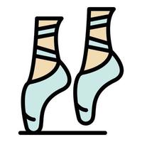 vector de contorno de color de icono de zapatos de baile de ballet