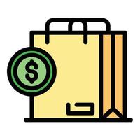 Credit money bag icon color outline vector