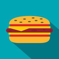 Classic cheeseburger icon, flat style vector
