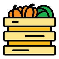 Farm veggie box icon color outline vector