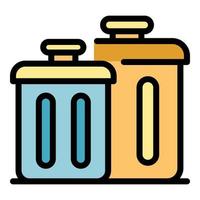 Metal bins icon color outline vector