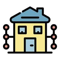 Digital house icon color outline vector