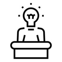 Seminar speaker icon outline vector. Presentation person vector