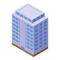 vector isométrico del icono del edificio de varios pisos de la oficina. casa de la ciudad