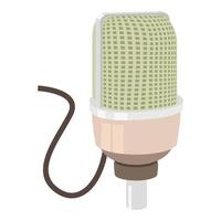Retro microphone icon, cartoon style vector